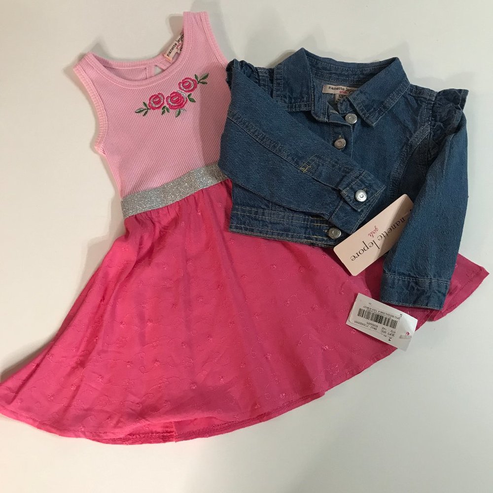 Girls 2 piece Dress/Denim Jacket-12M  NWT